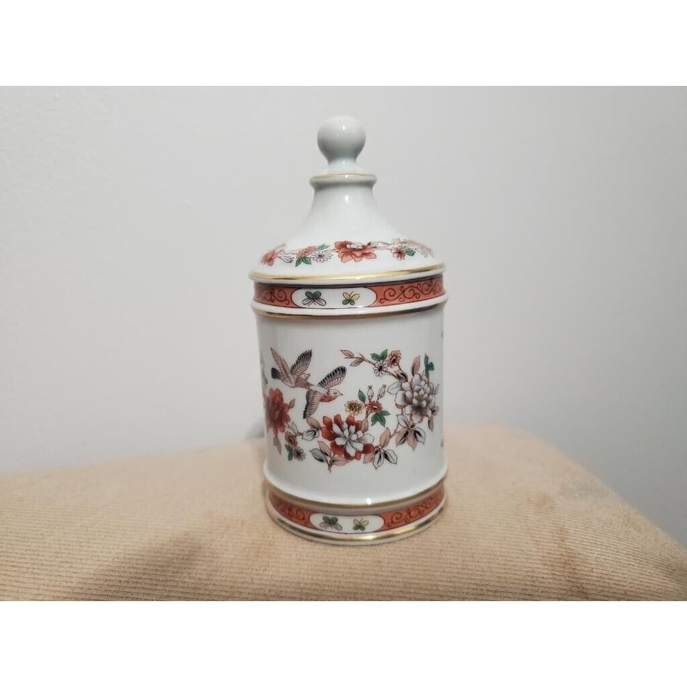 Apothecary Jar & Lid Vista Alegre Magnolia Collection Vintage Porcelain Flask
